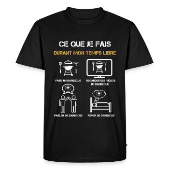 barbecue temps libre humour - T-shirt Premium bio Homme - noir - Devant - Nico (187cm)