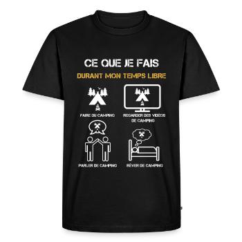 camping temps libre humour - T-shirt Premium bio Homme - noir - Devant - Nico (187cm)