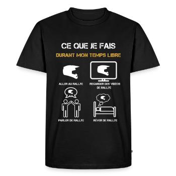 rallye temps libre humour - T-shirt Premium bio Homme - noir - Devant - Nico (187cm)