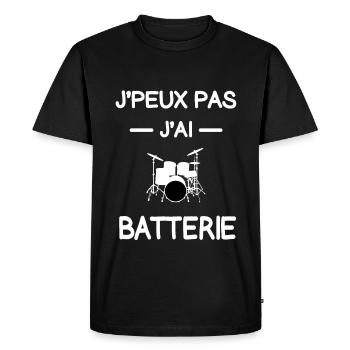 je peux pas j'ai batterie batteur humour - T-shirt Premium bio Homme - noir - Devant - Nico (187cm)