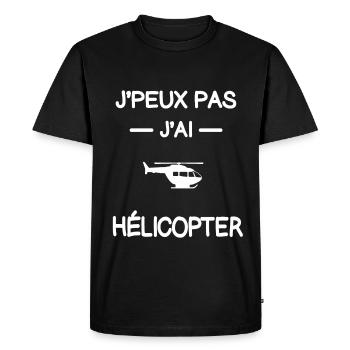 je peux pas j'ai hélicopter pilote humour - T-shirt Premium bio Homme - noir - Devant - Nico (187cm)