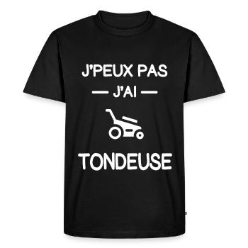 je peux pas j'ai tondeuse jardinier humour - T-shirt Premium bio Homme - noir - Devant - Nico (187cm)