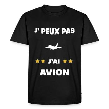 je peux pas j'ai avion cadeau pilote - T-shirt Premium bio Homme - noir - Devant - Nico (187cm)