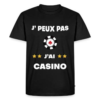 je peux pas j'ai casino cadeau croupier - T-shirt Premium bio Homme - noir - Devant - Nico (187cm)