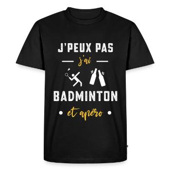 je peux pas j'ai badminton apéro humour - T-shirt Premium bio Homme - noir - Devant - Nico (187cm)