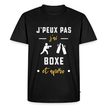 je peux pas j'ai boxe combat apéro humour - T-shirt Premium bio Homme - noir - Devant - Nico (187cm)