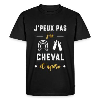 je peux pas j'ai cheval apéro humour - T-shirt Premium bio Homme - noir - Devant - Nico (187cm)