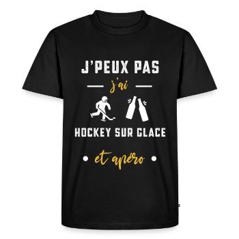 je peux pas j'ai hockey sur glace apéro humour - T-shirt Premium bio Homme - noir - Devant - Nico (187cm)