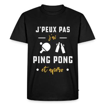 je peux pas j'ai ping pong raquette apéro humour - T-shirt Premium bio Homme - noir - Devant - Nico (187cm)