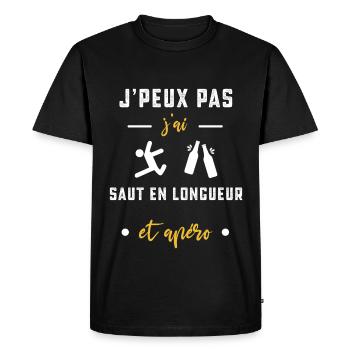 je peux pas j'ai saut en longueur apéro humour - T-shirt Premium bio Homme - noir - Devant - Nico (187cm)