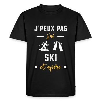 je peux pas j'ai ski apéro humour - T-shirt Premium bio Homme - noir - Devant - Nico (187cm)