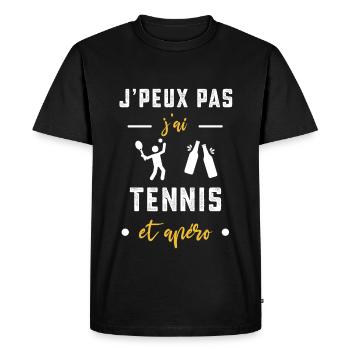 je peux pas j'ai tennis apéro humour - T-shirt Premium bio Homme - noir - Devant - Nico (187cm)
