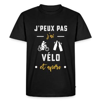 je peux pas j'ai vélo apéro humour - T-shirt Premium bio Homme - noir - Devant - Nico (187cm)