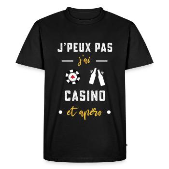 je peux pas j'ai casino apéro humour - T-shirt Premium bio Homme - noir - Devant - Nico (187cm)