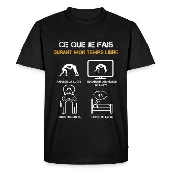 ce que je fais durant mon temps libre Lutte - T-shirt Premium bio Homme - noir - Devant - Nico (187cm)