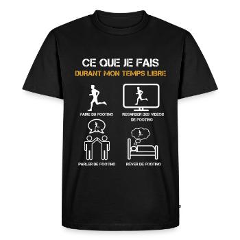 ce que je fais durant mon temps libre footing - T-shirt Premium bio Homme - noir - Devant - Nico (187cm)