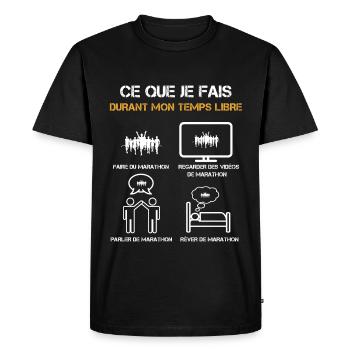 ce que je fais durant mon temps libre marathon - T-shirt Premium bio Homme - noir - Devant - Nico (187cm)