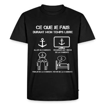 temps libre charente ancre - T-shirt Premium bio Homme - noir - Devant - Nico (187cm)