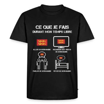 temps libre normandie drapeau - T-shirt Premium bio Homme - noir - Devant - Nico (187cm)