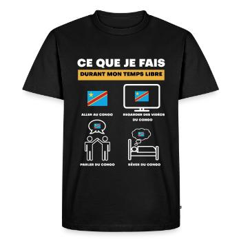 congo Kinshasa durant temps libre - T-shirt Premium bio Homme - noir - Devant - Nico (187cm)