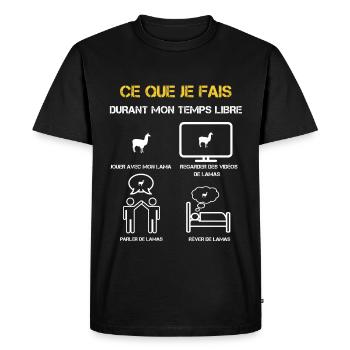 Gifts Free Time Llama - Men's Premium Organic T-Shirt - black - Front - Nico (187cm)