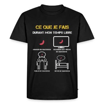cadeaux temps libre saucisson - T-shirt Premium bio Homme - noir - Devant - Nico (187cm)