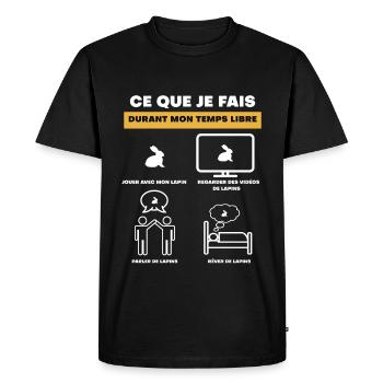 Free Time Bunny Gift - Men's Premium Organic T-Shirt - black - Front - Nico (187cm)