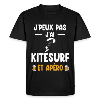 kitesurfeur je peux pas j'ai Kitesurf apéro - T-shirt Premium bio Homme - noir - Devant - Nico (187cm)