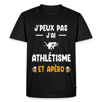 athlète je peux pas j'ai saut en hauteur apéro - T-shirt Premium bio Homme - noir - Devant - Nico (187cm)