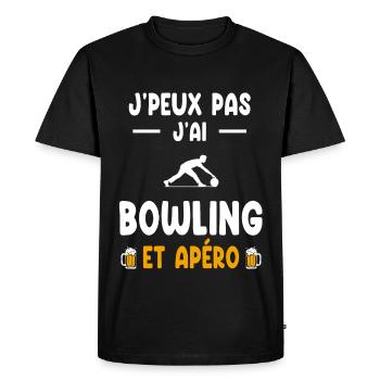 bouliste je peux pas j'ai bowling apéro - T-shirt Premium bio Homme - noir - Devant - Nico (187cm)