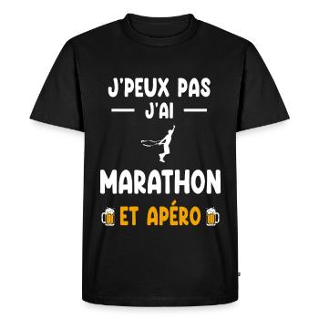 coureur je peux pas j'ai marathon apéro - T-shirt Premium bio Homme - noir - Devant - Nico (187cm)