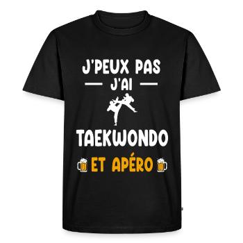 taekwondoïste je peux pas j'ai taekwondo apéro - T-shirt Premium bio Homme - noir - Devant - Nico (187cm)