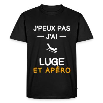 je peux pas j'ai luge apéro lugeur - T-shirt Premium bio Homme - noir - Devant - Nico (187cm)