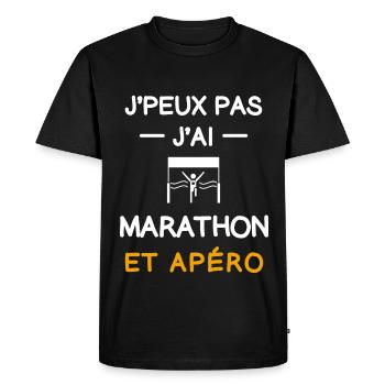 je peux pas j'ai marathon apéro coureur - T-shirt Premium bio Homme - noir - Devant - Nico (187cm)