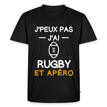 I can't I have rugby ball aperitif rugbyman - Men's Premium Organic T-Shirt - black - Front - Nico (187cm)