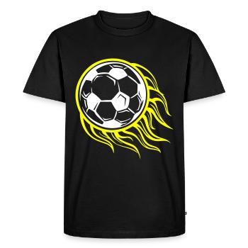Soccer Flame Fire Symbol - Men's Premium Organic T-Shirt - black - Front - Nico (187cm)