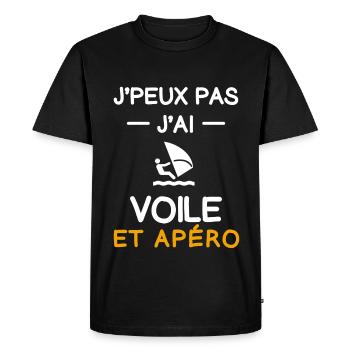 je peux pas j'ai voile apéro planchiste - T-shirt Premium bio Homme - noir - Devant - Nico (187cm)