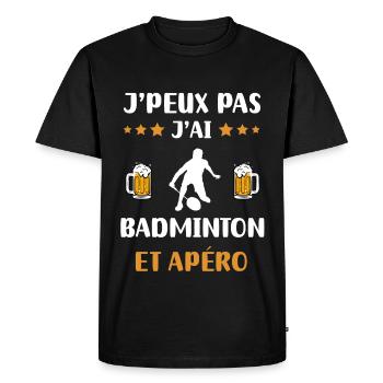 je peux pas j'ai badminton apéro humour cadeau - T-shirt Premium bio Homme - noir - Devant - Nico (187cm)