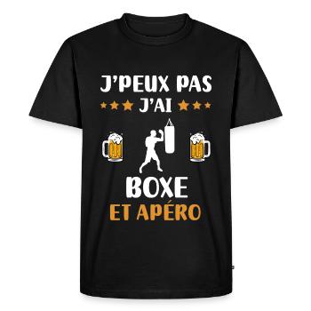 je peux pas j'ai boxe apéro humour cadeau - T-shirt Premium bio Homme - noir - Devant - Nico (187cm)