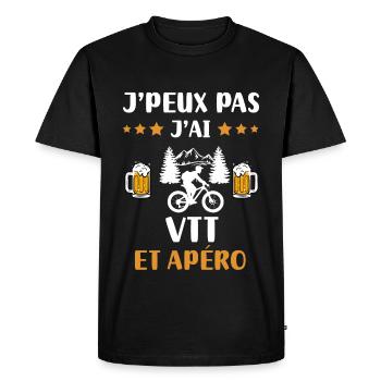 je peux pas j'ai VTT apéro humour cadeau - T-shirt Premium bio Homme - noir - Devant - Nico (187cm)