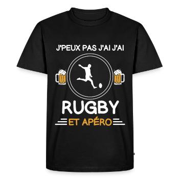 je peux pas j'ai rugby apéro rugbyman - T-shirt Premium bio Homme - noir - Devant - Nico (187cm)