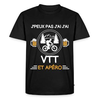 je peux pas j'ai VTT apéro cycliste - T-shirt Premium bio Homme - noir - Devant - Nico (187cm)