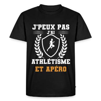 je peux pas j'ai athlétisme courir et apéro humour - T-shirt Premium bio Homme - noir - Devant - Nico (187cm)