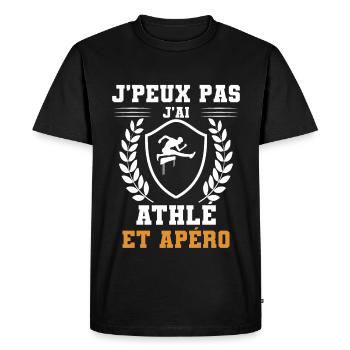 je peux pas j'ai course de haies et apéro humour - T-shirt Premium bio Homme - noir - Devant - Nico (187cm)