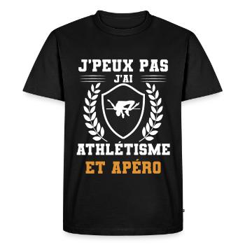 je peux pas j'ai saut en hauteur et apéro humour - T-shirt Premium bio Homme - noir - Devant - Nico (187cm)