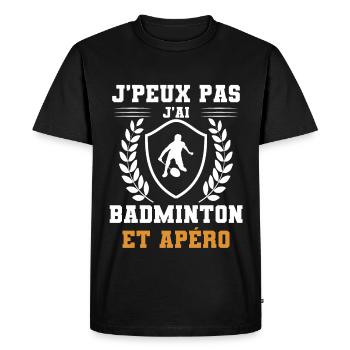 je peux pas j'ai badminton et apéro humour - T-shirt Premium bio Homme - noir - Devant - Nico (187cm)