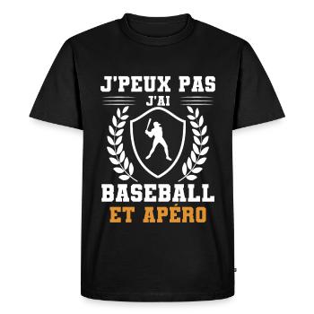 I can't I have baseball and humorous aperitif - Men's Premium Organic T-Shirt - black - Front - Nico (187cm)