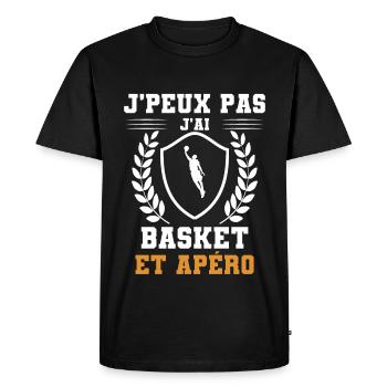 je peux pas j'ai basket et apéro humour - T-shirt Premium bio Homme - noir - Devant - Nico (187cm)