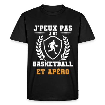 je peux pas j'ai basketball et apéro humour - T-shirt Premium bio Homme - noir - Devant - Nico (187cm)