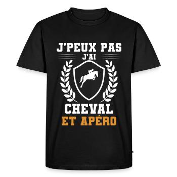 je peux pas j'ai cheval homme et apéro humour - T-shirt Premium bio Homme - noir - Devant - Nico (187cm)